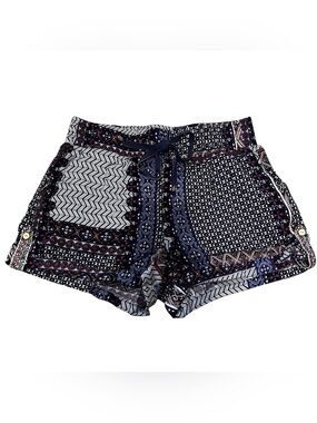 Blue Rain Navy & White Boho Patchwork Athletic Shorts
